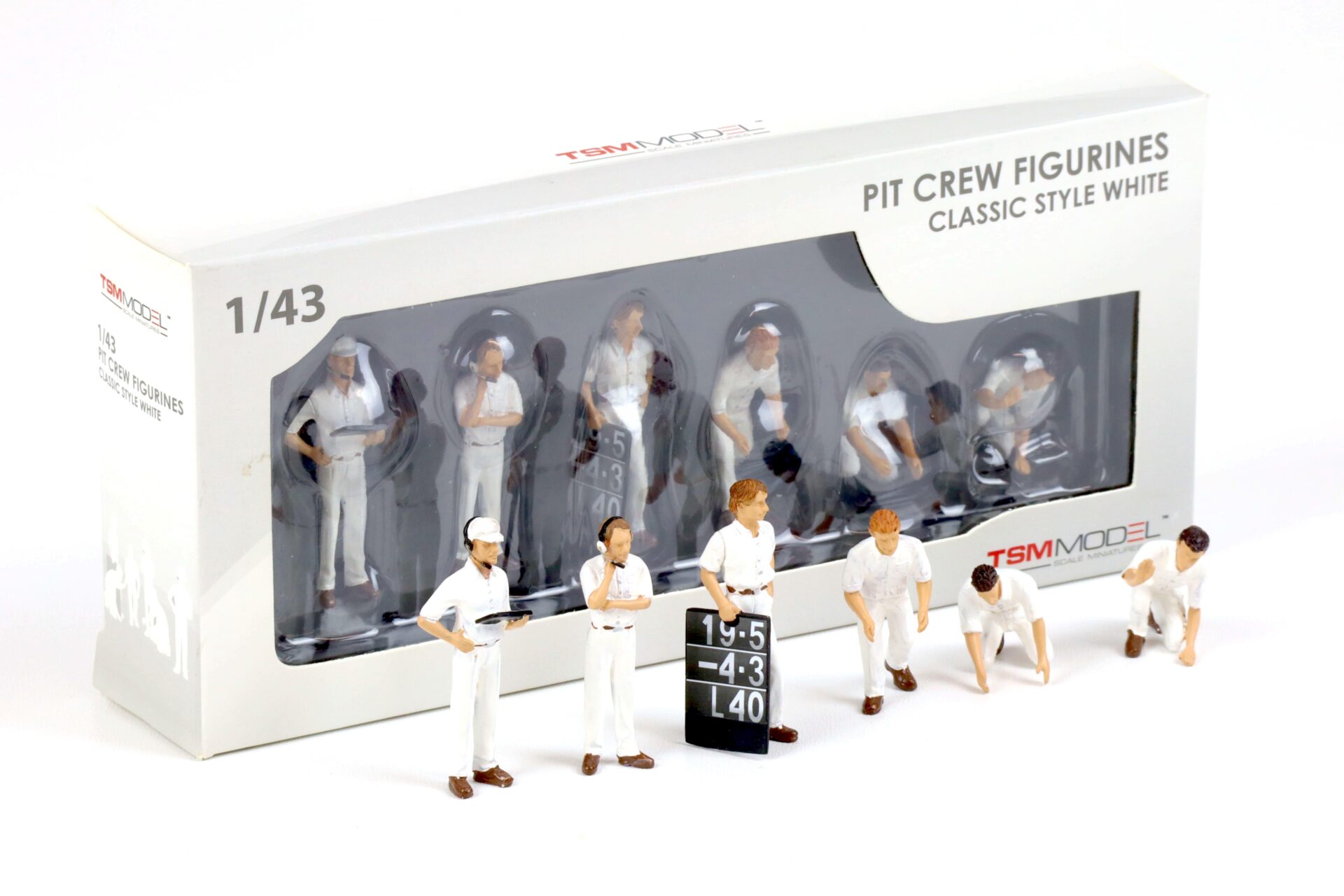 1:43 TSM PIT Crew Figurines Figuren SET Classic Style white 6 pcs. TSM12AC11