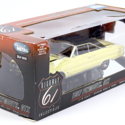 (A6A296) 1:18 Highway61 Plymouth GTX 1967 yellow/ black roof