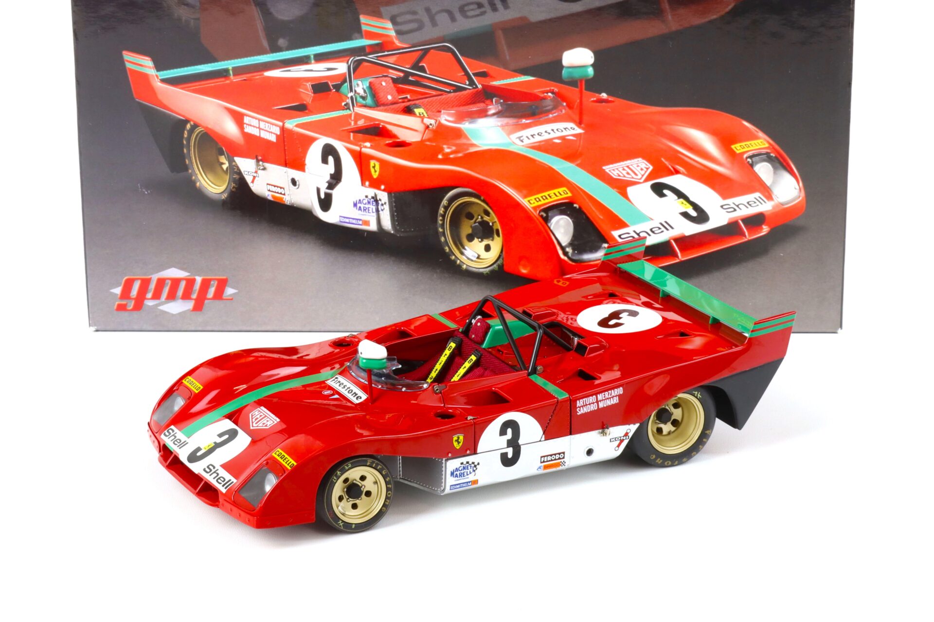 1/18 GMP FERRARI 312 PB AUTOGRAPHED ARTURO MERZARIO 1972 TARGA FLORIO WINNER