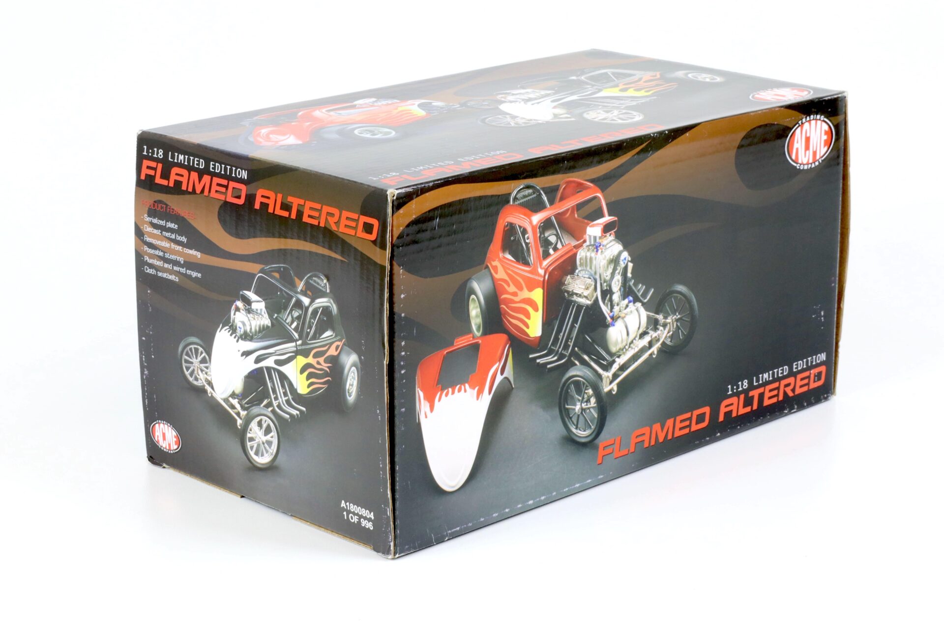 1:18 ACME FLAMED ALTERED Dragster black with flames A1800804