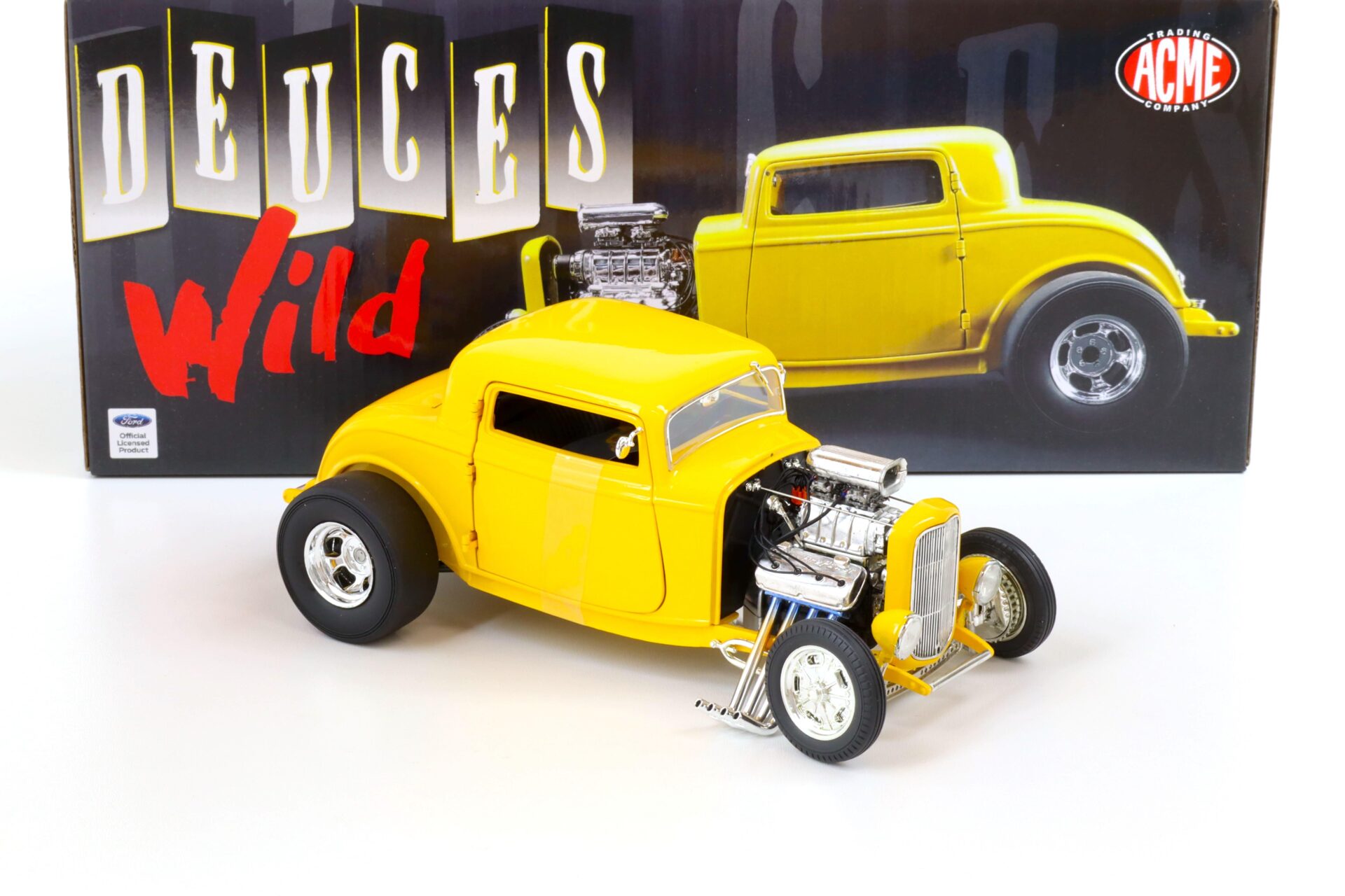 1:18 ACME 1932 Blown Ford Three Window Deuces Wild yellow A1805015