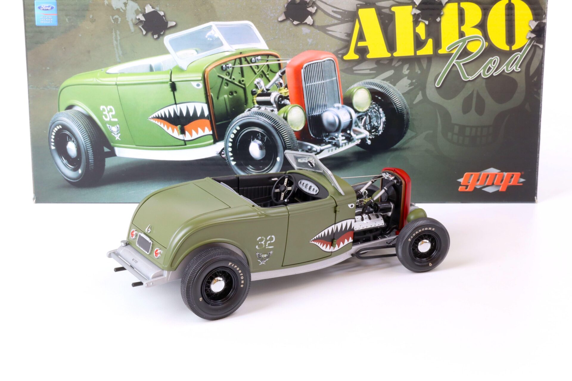 1:18 GMP 1932 Ford Deuce AERO ROD Roadster Hot Rod matt green G1805022