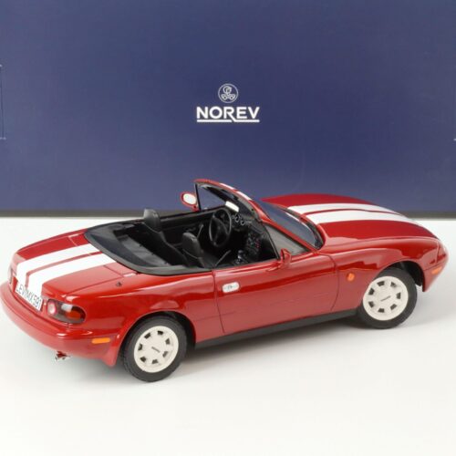 1:18 Norev Mazda MX-5 Roadster 1989 red/ white stripes - Limited 200 pcs.