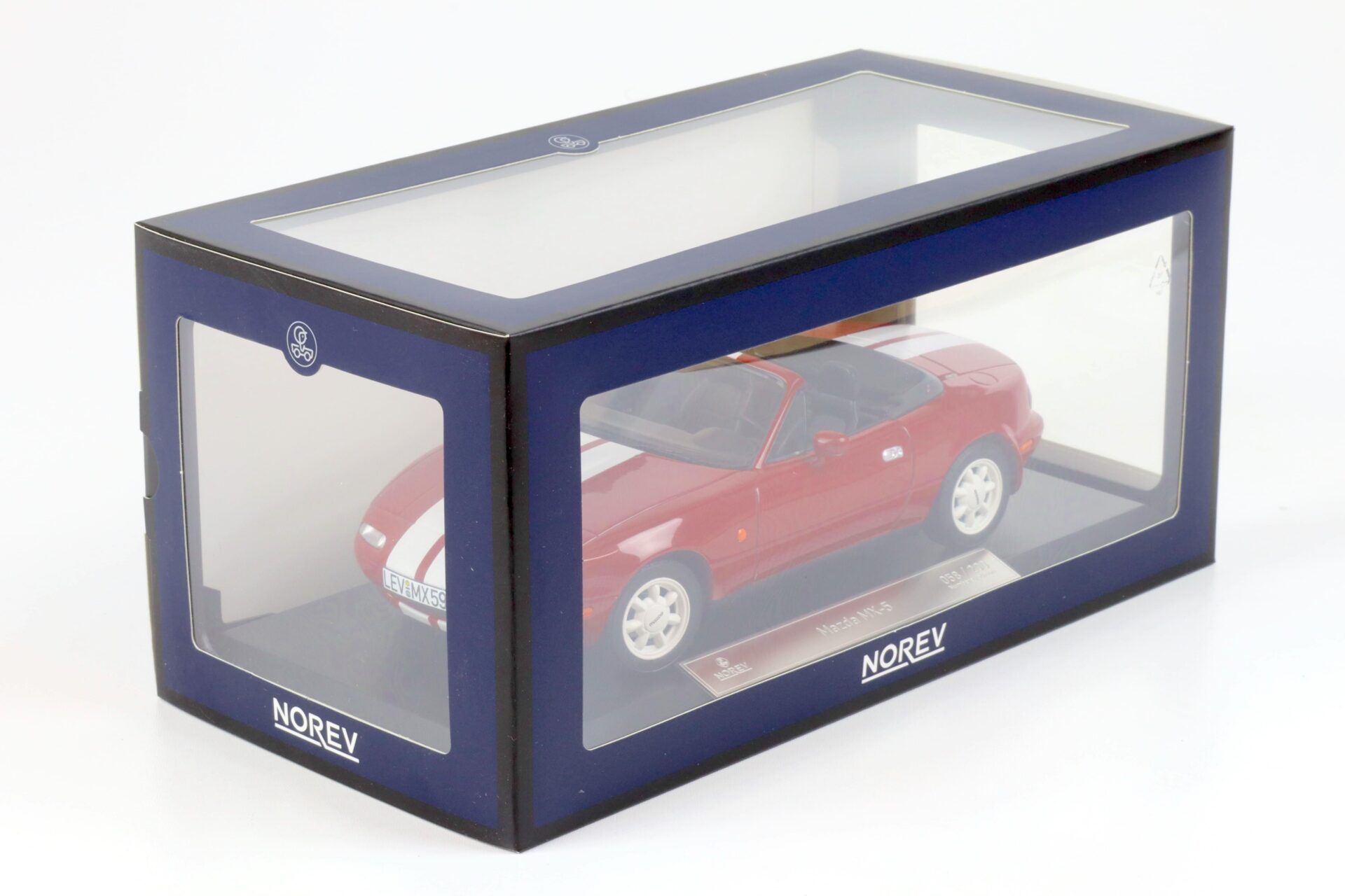 1:18 Norev Mazda MX-5 Roadster 1989 red/ white stripes - Limited 200 pcs.