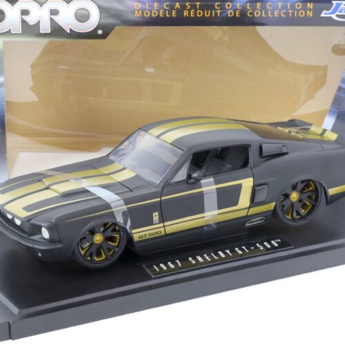 1:18 JADA Toys 1967 Ford Mustang Shelby GT-500 Coupe matt black/ gold