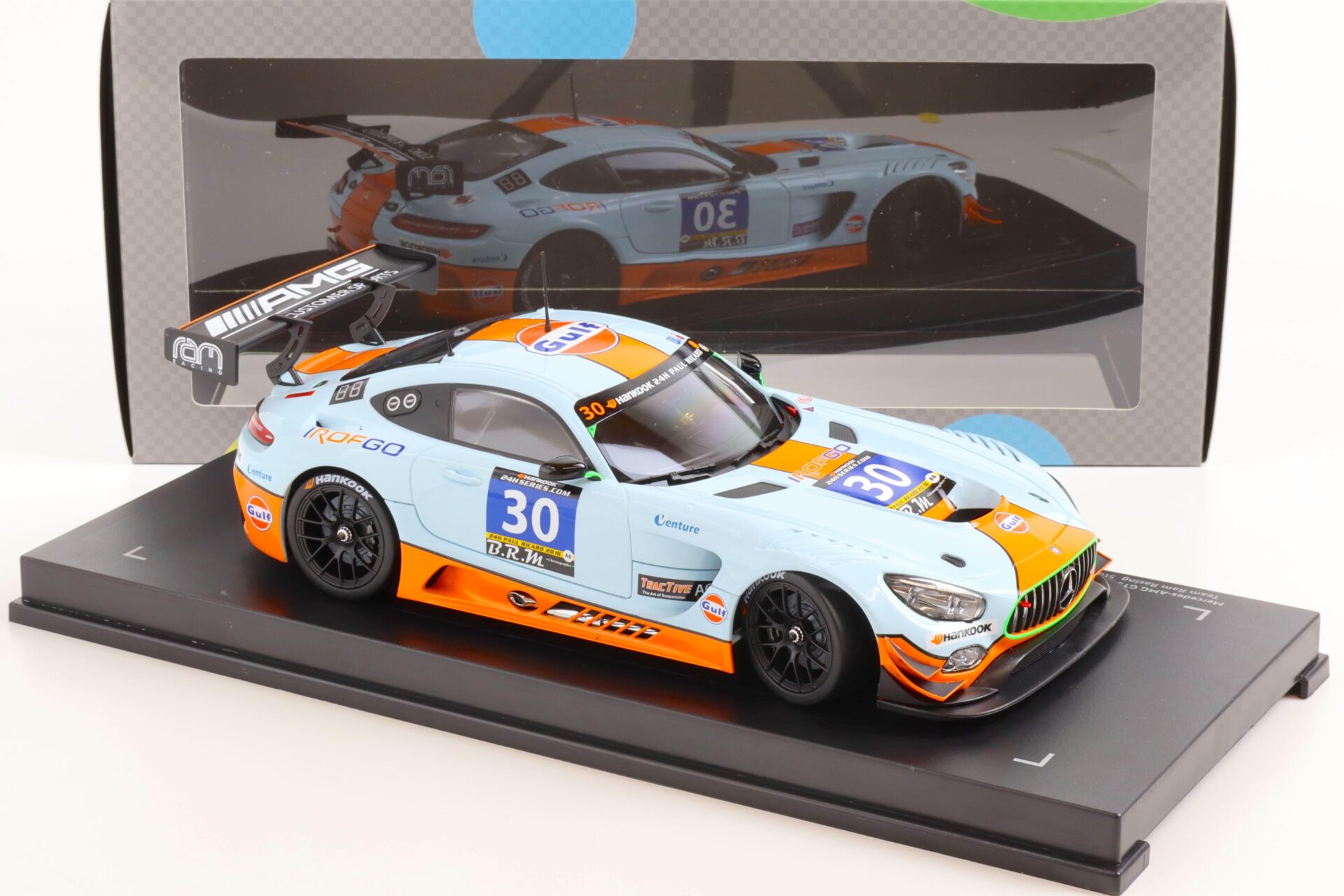 1:18 Paragon Mercedes AMG GT3 Team Ram Racing #30 GULF Hankook 24h Circuit