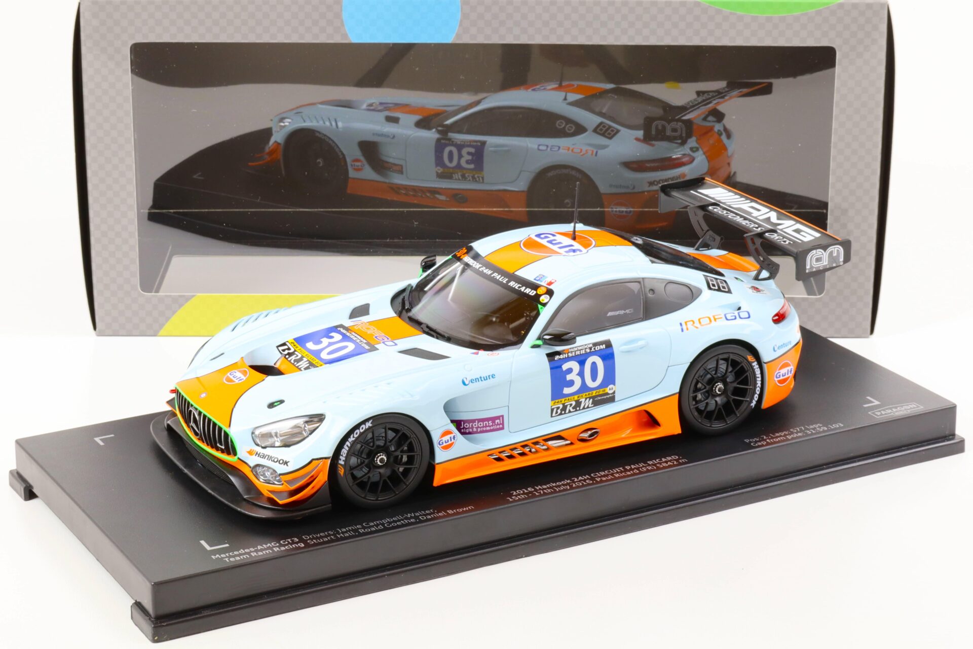 1:18 Paragon Mercedes AMG GT3 Team Ram Racing #30 GULF Hankook 24h Circuit