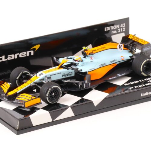 1:43 Minichamps McLAREN F1 Team MCL35M Lando Norris 3rd Place Monaco GP 2021
