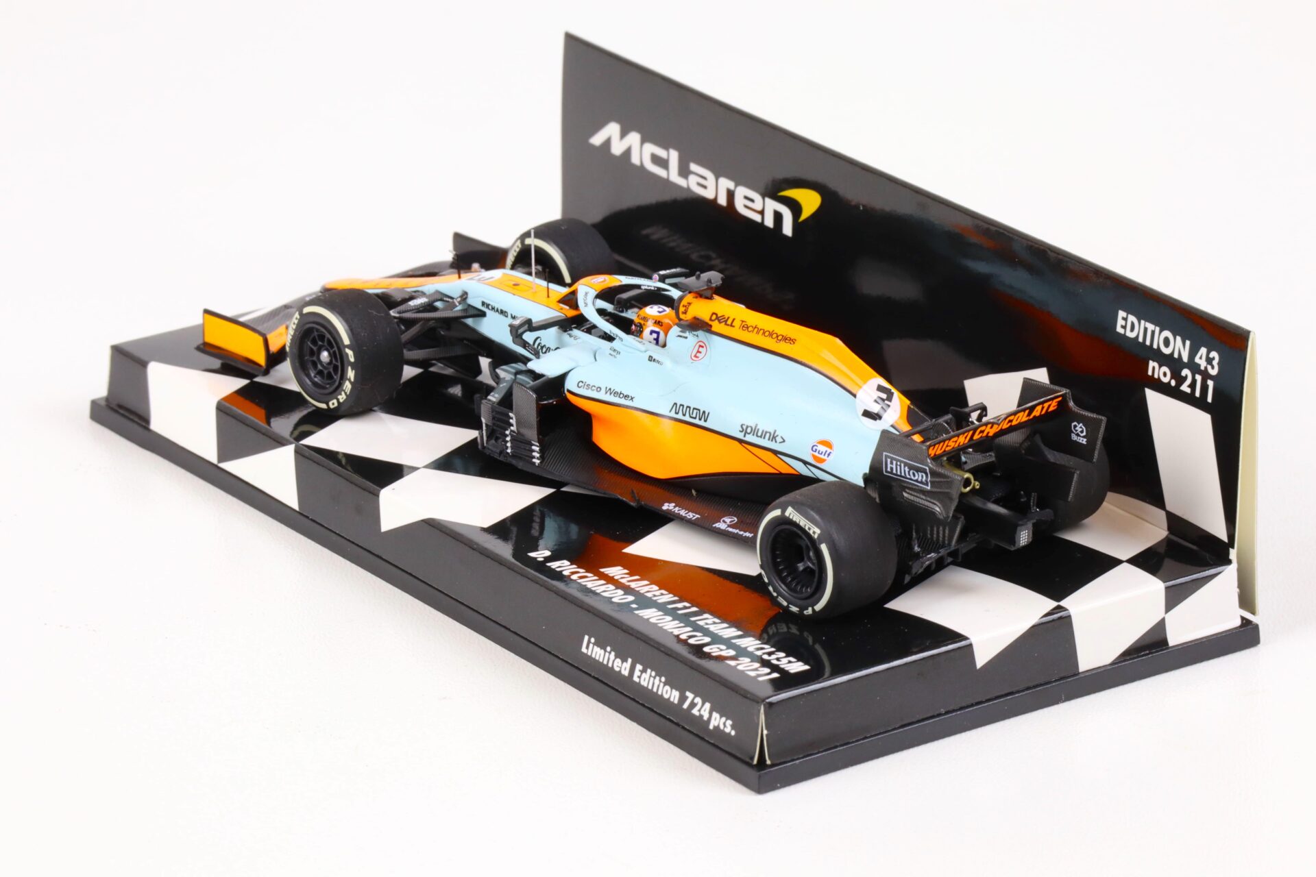 1:43 Minichamps McLAREN F1 Team MCL35M D.Ricciardo Monaco GP 2021