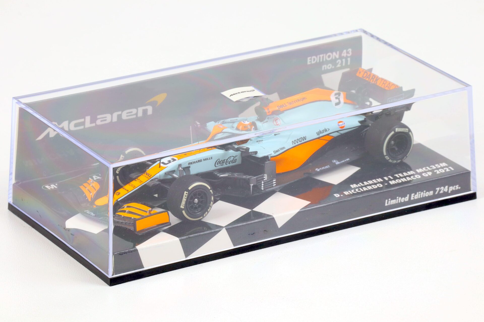 1:43 Minichamps McLAREN F1 Team MCL35M D.Ricciardo Monaco GP 2021