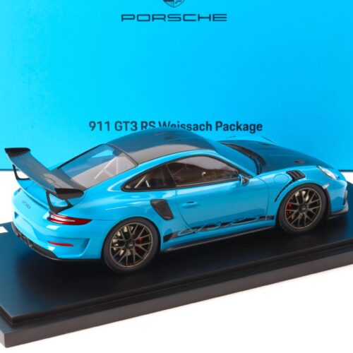 1:18 Spark Porsche 911 (991) GT3 RS Weissach Package Miami blue DEALER VERSION - Image 3