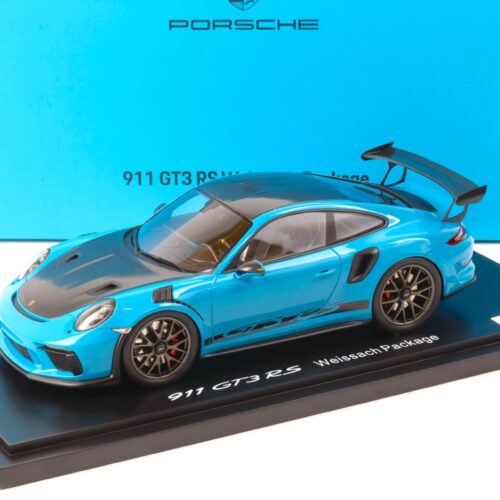 1:18 Spark Porsche 911 (991) GT3 RS Weissach Package Miami blue DEALER VERSION - Image 1
