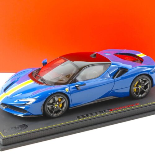 1:18 BBR Ferrari SF90 Stradale 2019 Azzurro Dino/ yellow stripe - Limited 99 pcs.