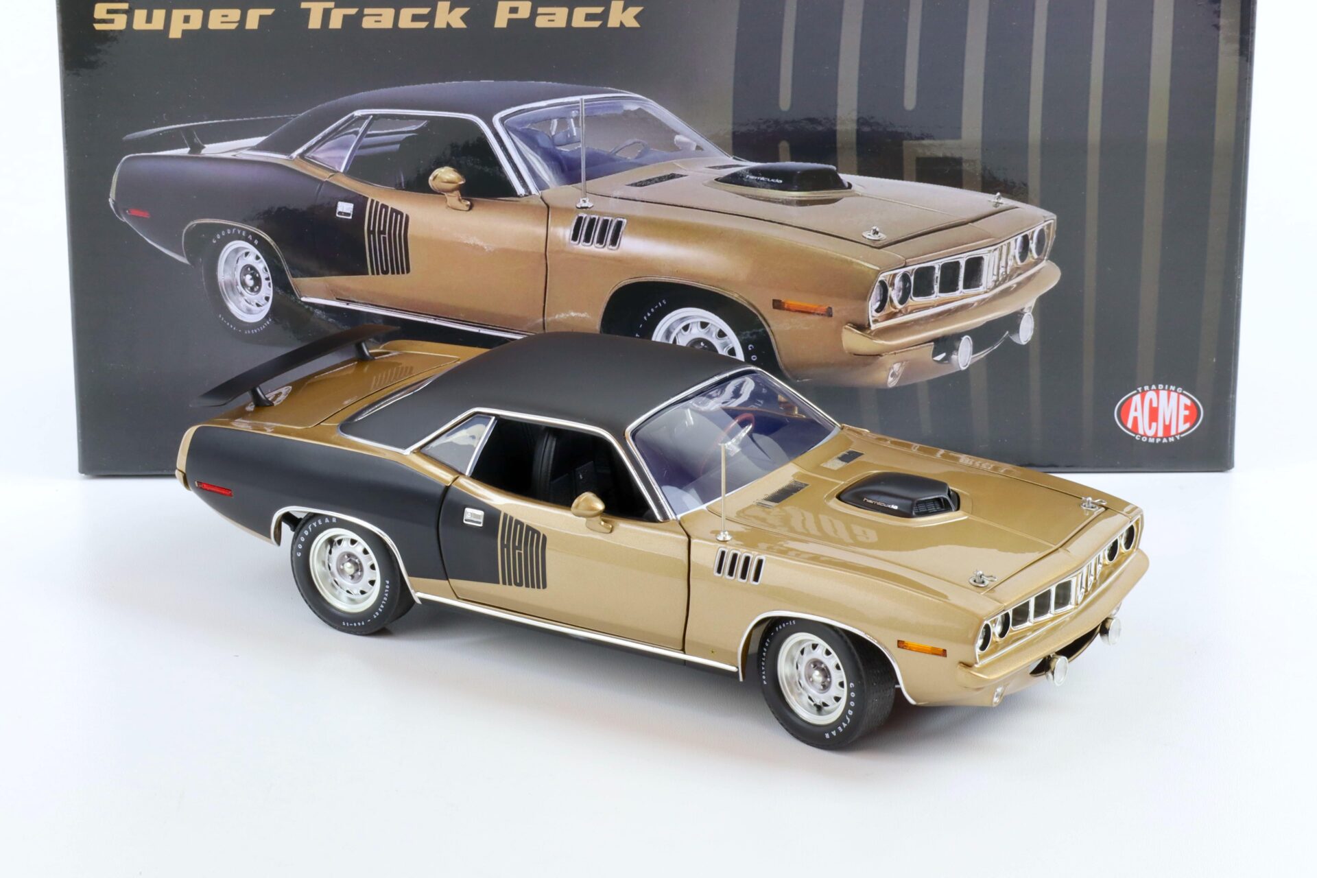 1:18 ACME 1971 Plymouth Hemi Cuda Super Track Pack brown-gold metallic/ black roof