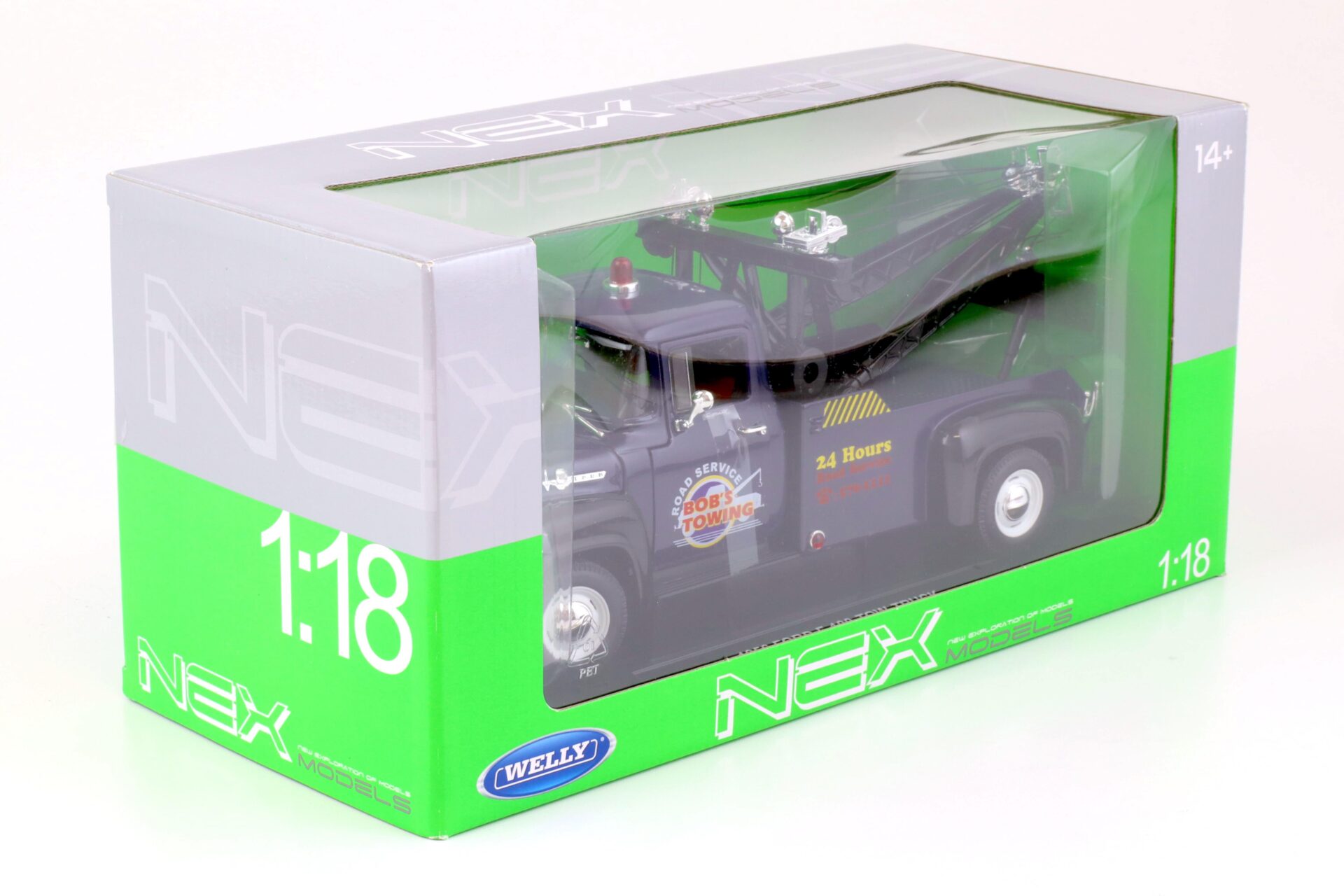 1:18 Welly NEX 1956 Ford F-100 Tow Truck Abschlepper BobÂ´s Towing blue