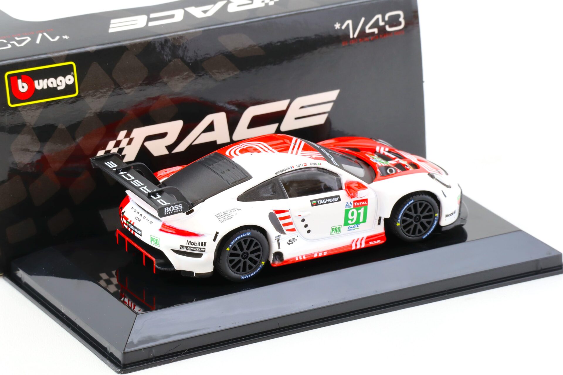 1:43 Bburago Porsche 911 RSR Le Mans 2020 #91 Bruni, Lietz, Makowiecki