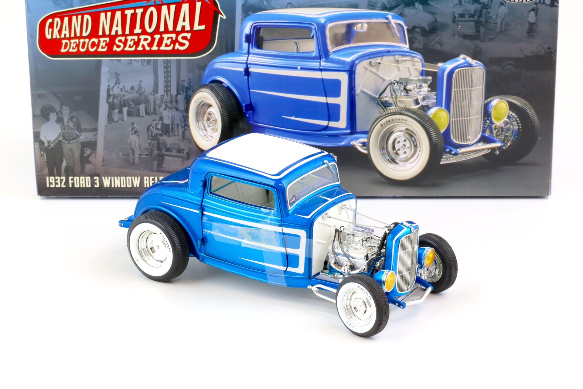 1:18 ACME 1932 Ford 3 Window Hot Rod Grand National Deuce Series No.3 blue/ white