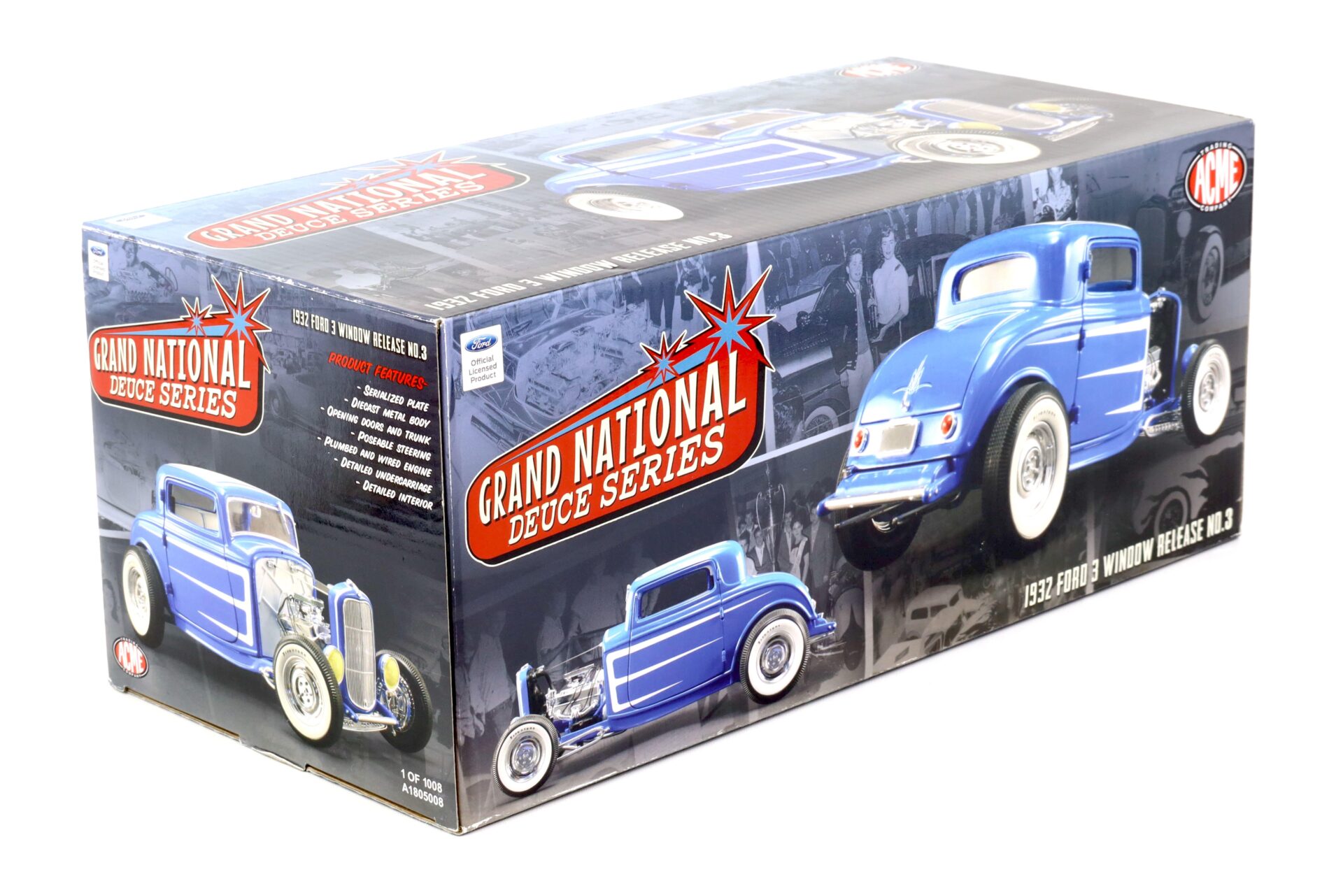 1:18 ACME 1932 Ford 3 Window Hot Rod Grand National Deuce Series No.3 blue/ white