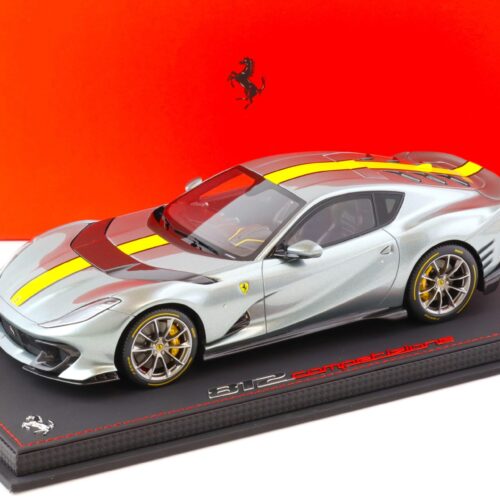 1:18 BBR Ferrari 812 Competizione 2021 Grigio Coburn/ yellow stripe with display
