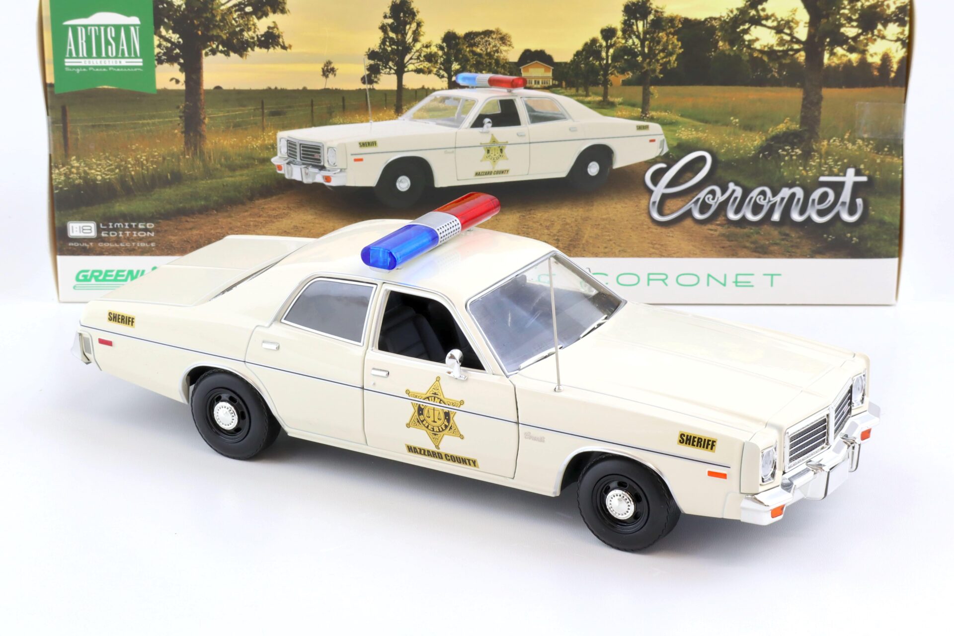1:18 Greenlight 1975 Dodge Coronet Hazzard Country Sheriff Police