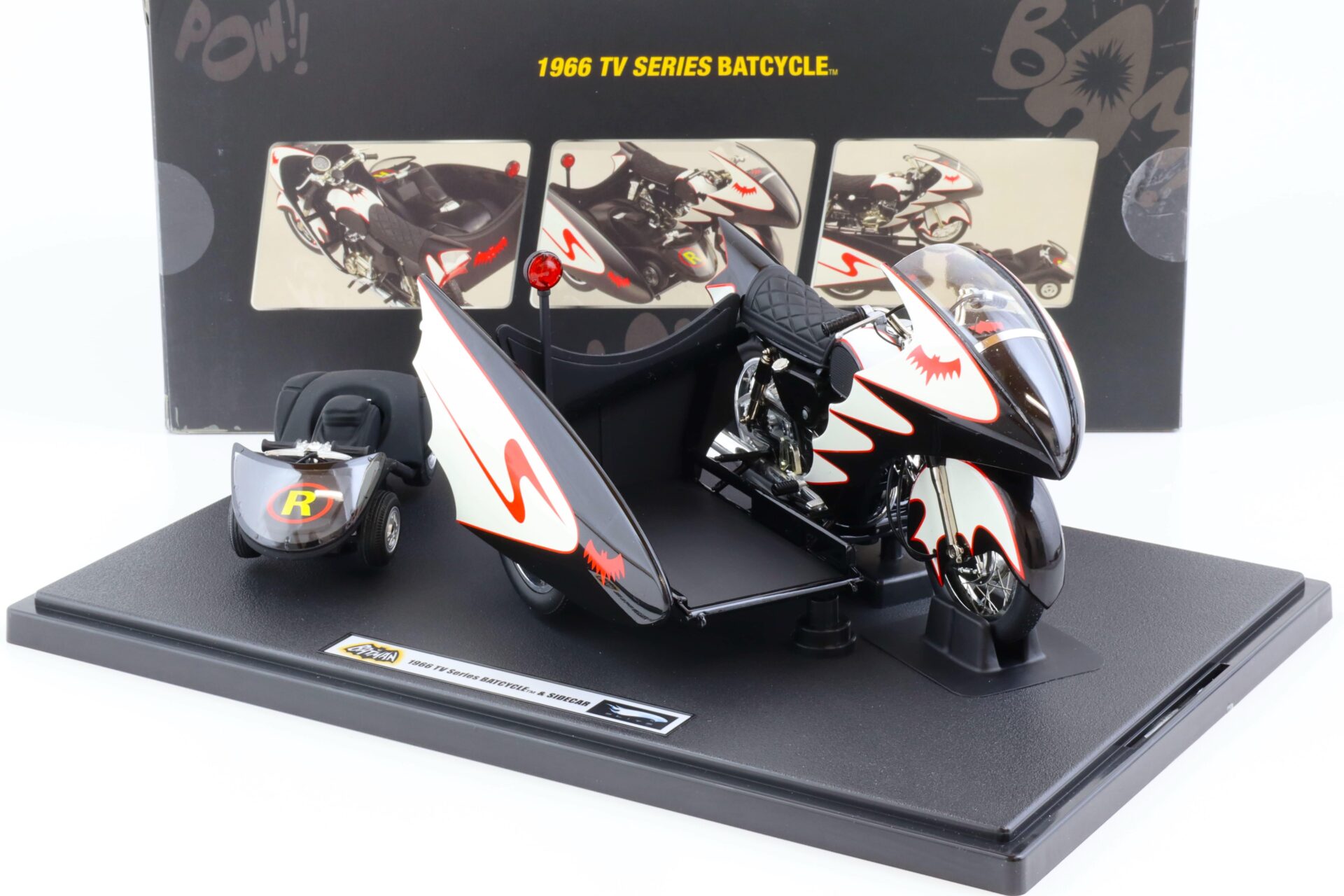 1:12 Hot Wheels Elite BATMAN 1966 TV Series Batcycle and Sidecar Batmobile