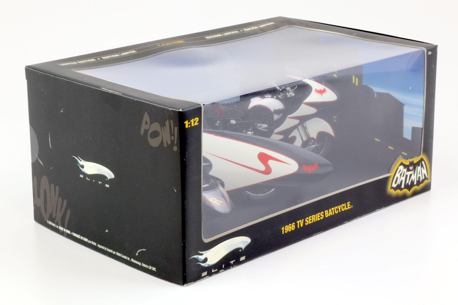 1:12 Hot Wheels Elite BATMAN 1966 TV Series Batcycle and Sidecar Batmobile