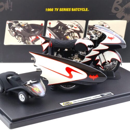 1:12 Hot Wheels Elite BATMAN 1966 TV Series Batcycle and Sidecar Batmobile