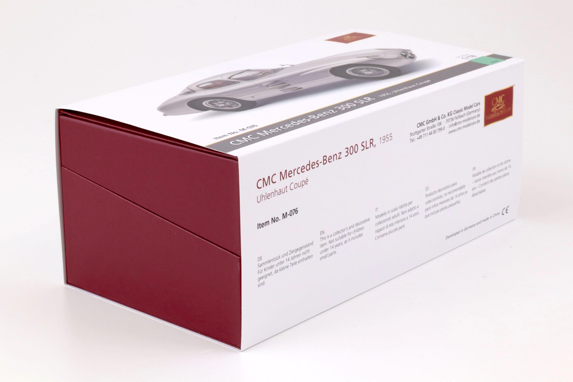 1:18 CMC Mercedes 300 SLR Uhlenhaut Coupe 1955 silver/ red interior M-076