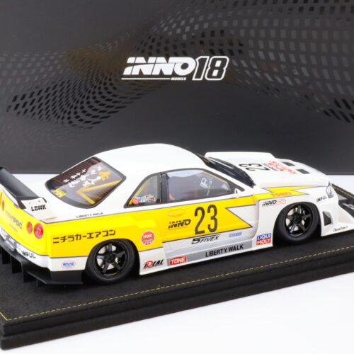 1:18 INNO Models Nissan Skyline GT-R (R34) LBWK Super Silhouette Hoshino #23 white/yellow