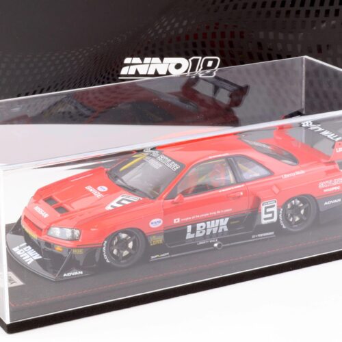 1:18 INNO Models Nissan Skyline GT-R (R34) LBWK Super Silhouette #5 black/ red