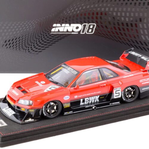 1:18 INNO Models Nissan Skyline GT-R (R34) LBWK Super Silhouette #5 black/ red