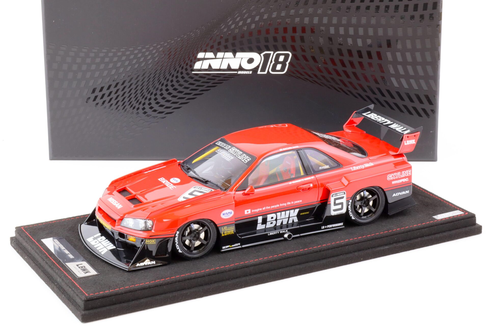 ID 71859 orig.jpg 1:18 INNO Models Nissan Skyline GT-R (R34) LBWK Super Silhouette #5 black/ red