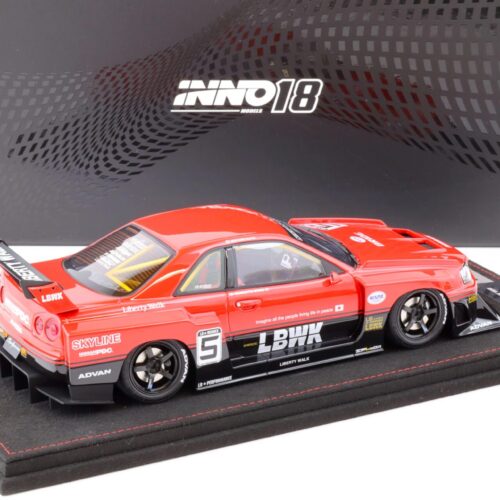 1:18 INNO Models Nissan Skyline GT-R (R34) LBWK Super Silhouette #5 black/ red