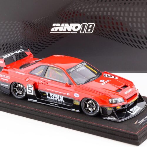 1:18 INNO Models Nissan Skyline GT-R (R34) LBWK Super Silhouette #5 black/ red