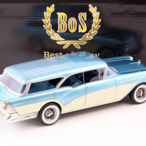 1:18 BOS-Models Buick Cebtury Caballero Estate 1957 blue/ cream BOS083 - Image 3