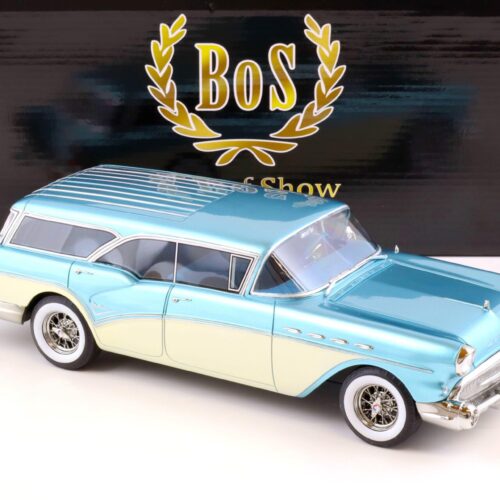 1:18 BOS-Models Buick Cebtury Caballero Estate 1957 blue/ cream BOS083 - Image 2
