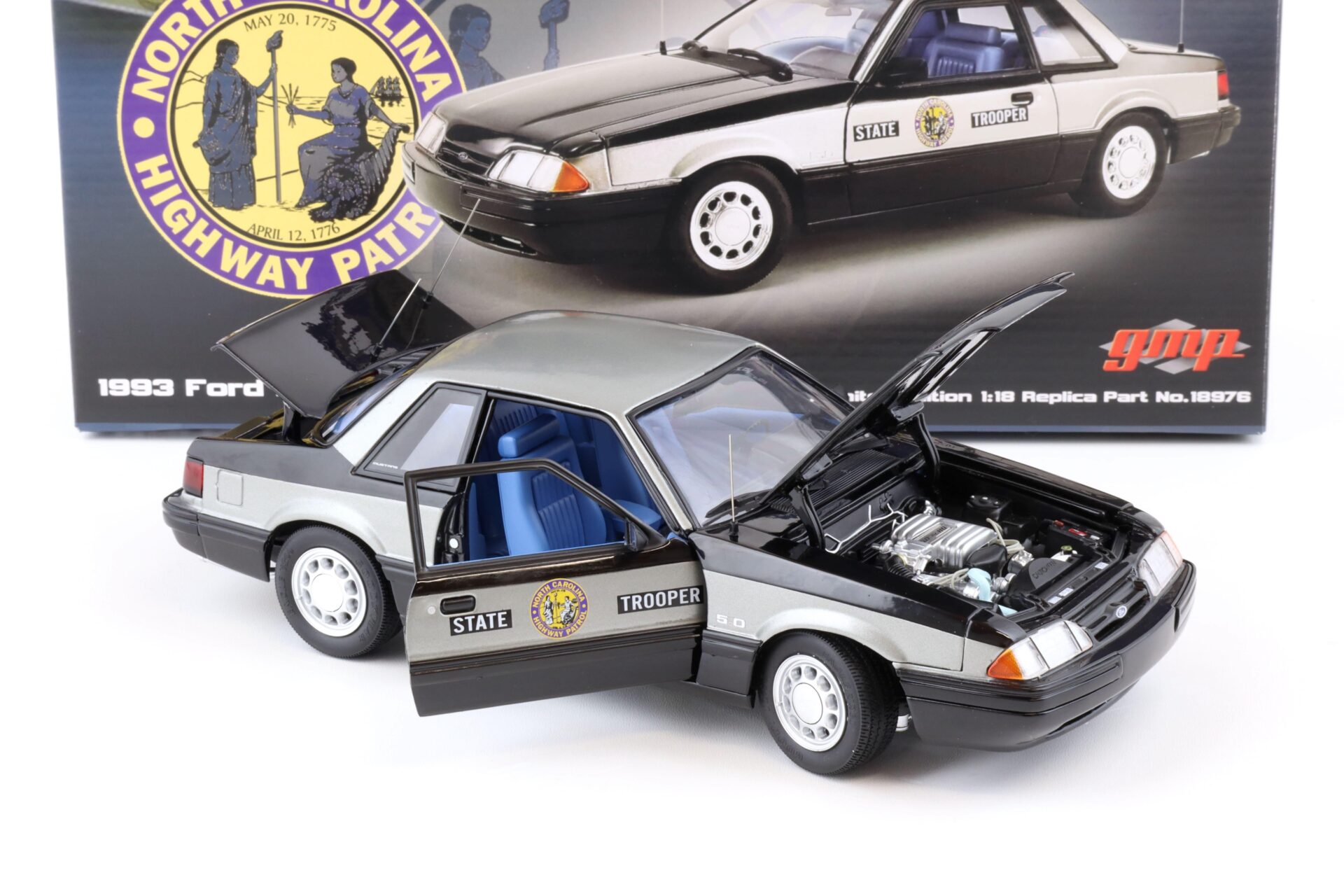 1:18 GMP 1993 Ford Mustang 5.0 SSP North Carolina Highway Patrol State Trooper