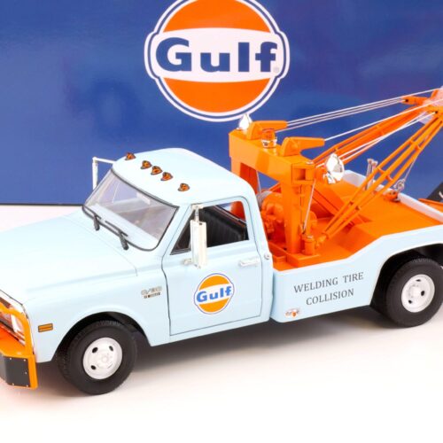 1:18 Greenlight 1969 Chevrolet C-30 Dually Wrecker Abschlepper GULF Oil blue