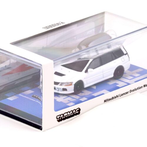 1:64 Tarmac Works Mitsubishi Lancer Evolution Wagon with roof box white