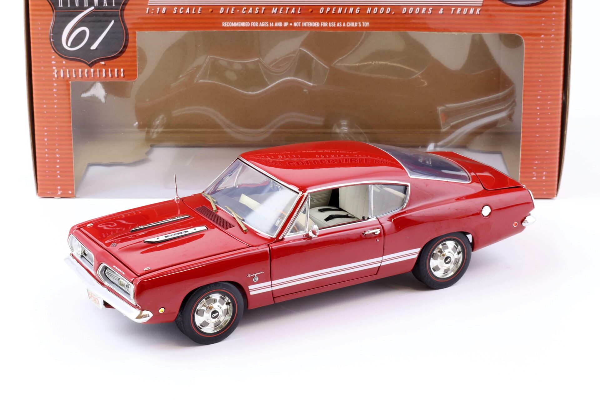 1:18 Highway61 1968 Plymouth Barracuda Formel S red 50429