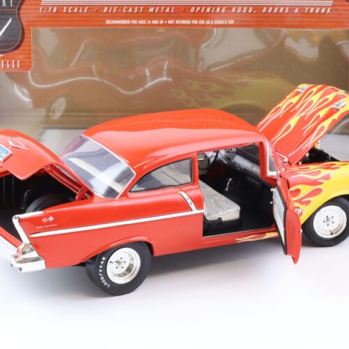1:18 Highway61 1957 Chevrolet 150 Utility Sedan red with flames 50545