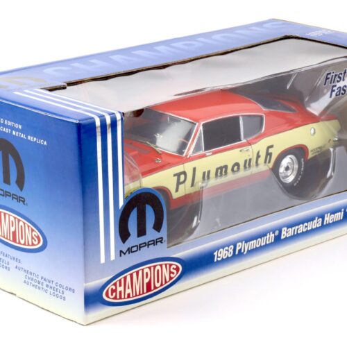 1:18 Highway61 1968 Plymouth Barracuda Hemi MULE CAR red/ beige