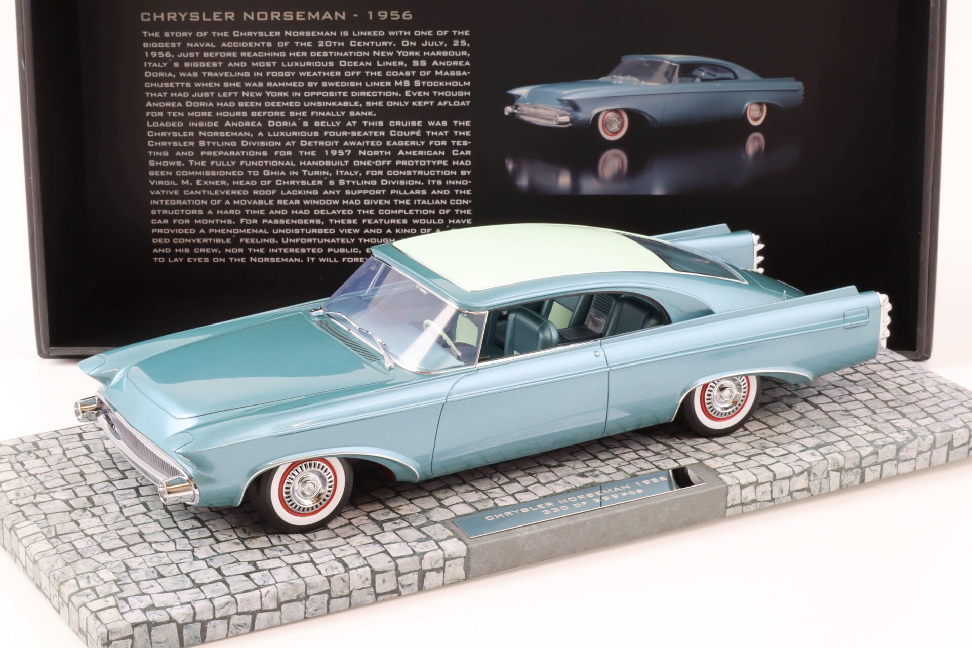 ID 72377 orig.jpg 1:18 Minichamps 1956 Chrysler Norseman blue metallic First Class Collection