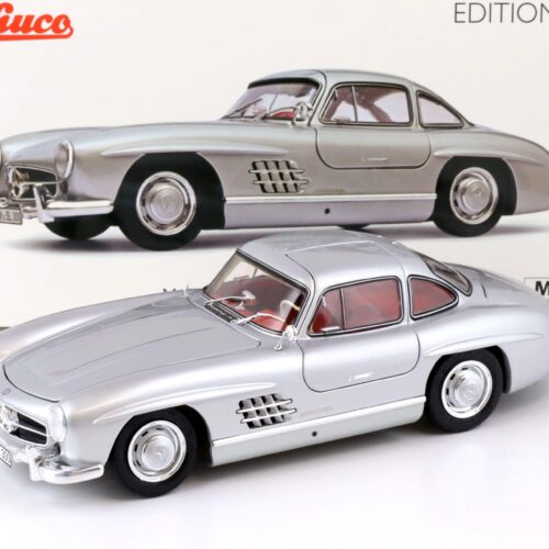 1:18 Schuco Mercedes 300 SL Coupe Gullwing silver/ red interior