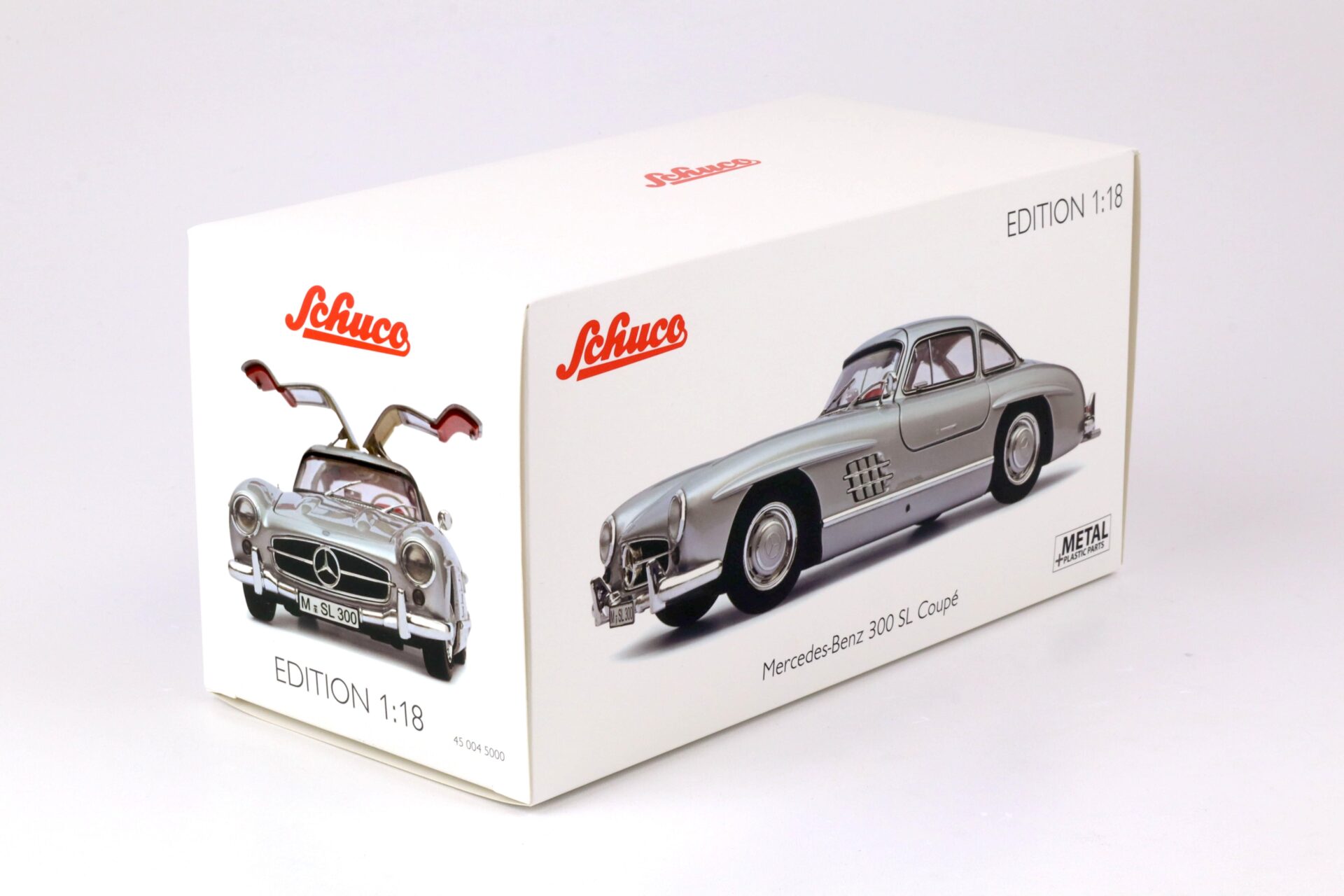 1:18 Schuco Mercedes 300 SL Coupe Gullwing silver/ red interior