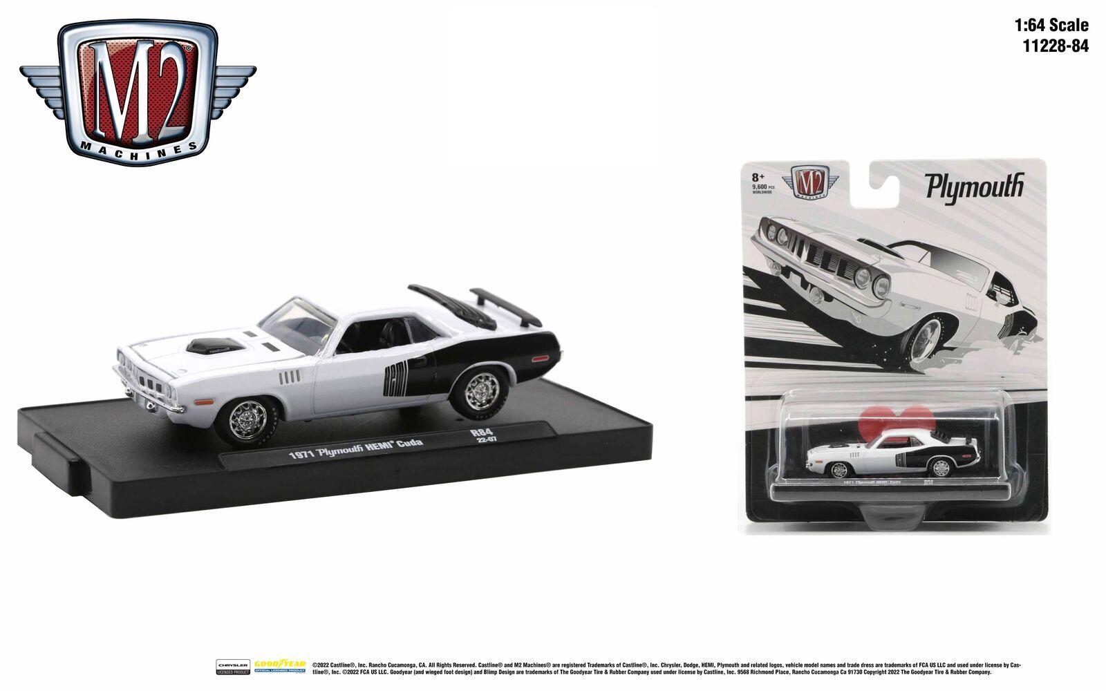 1:64 M2 Machines 1971 Plymouth Hemi Cuda white/ black R84