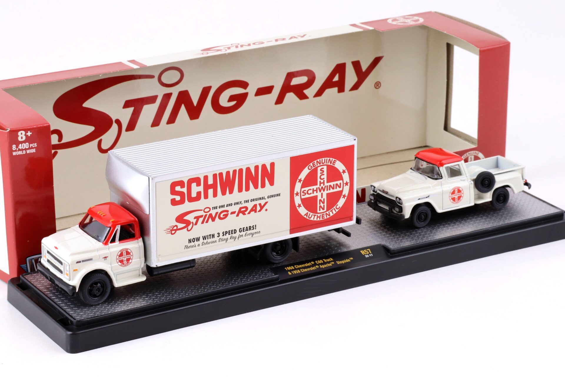 1:64 M2 Machines 1968 Chevrolet C60 Truck & 1958 Chevrolet Apache Stepside SCHWINN STING-RAY