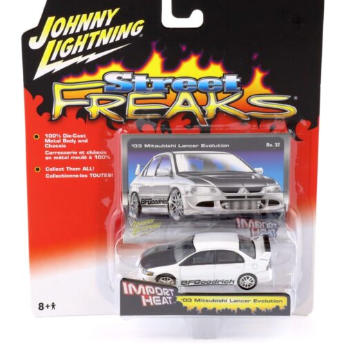 1:64 Johnny Lightning Street Freaks 50301B Import Heat 2003 Mitsubishi Lancer Evolution white