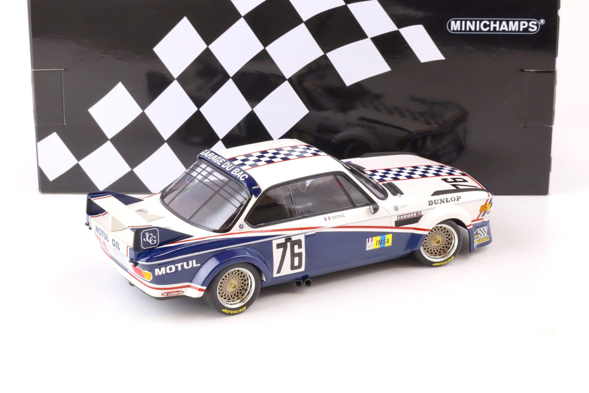 1:18 Minichamps BMW 3.0 CSL Garage du Bac 24h Le Mans 1977 #76 Depnic/ Cudini