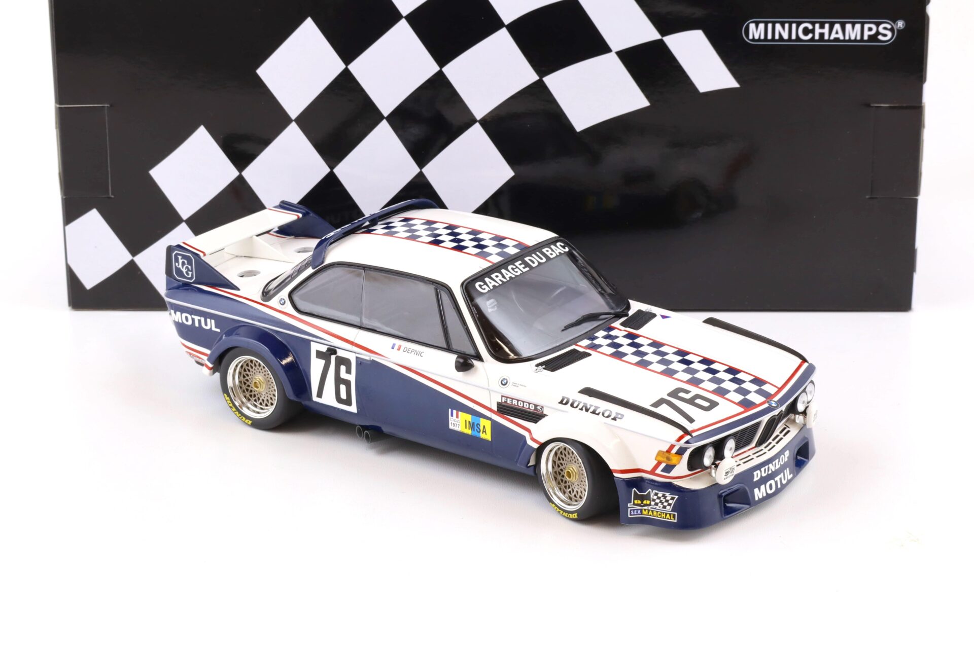 1:18 Minichamps BMW 3.0 CSL Garage du Bac 24h Le Mans 1977 #76 Depnic/ Cudini
